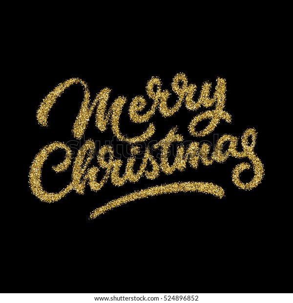 Merry Christmas Xmas Gold Glitter Brushpen Stock Vector (Royalty Free ...
