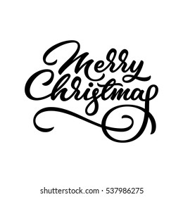 Merry Christmas, XMAS lettering, handwritten calligraphy for logo, design concepts, banners, badges, labels, postcards, invitations, prints, posters, web. Vector illustration.