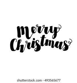 Merry Christmas - xmas lettering isolated on white background. Great design element for congratulation cards, banners and flyers.