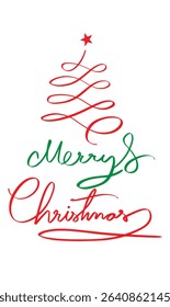 Merry christmas xmas line red green color star text font calligraphy hand written lettering script merry christmas xmas happy new year 2025 2026 2027 year object gift present merry christmas december 