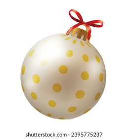 Merry Christmas or Xmas ornaments Glass ball for Christmas tree decorations, ball with golden ribbon isolated on transparent. Realistic 3d design. vector illustration