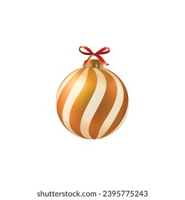 Merry Christmas or Xmas ornaments Glass ball for Christmas tree decorations, ball with golden ribbon isolated on transparent. Realistic 3d design. vector illustration