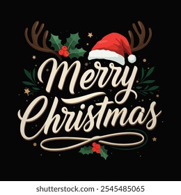 Merry christmas xmas trypography vector