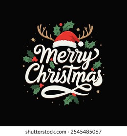Merry christmas xmas trypography vector
