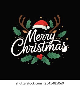Merry christmas xmas trypography vector