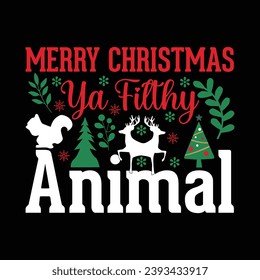 Feliz Navidad ya sucio Diseño de Navidad Animal.