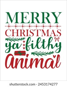 Feliz Navidad, sucia camiseta de animal. Navidades Diseño de camisetas.