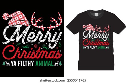 Feliz Natal você animal imundo dia de Natal t camisa design vetor modelo. Santa Claus Feliz Natal t shirt. Presente de Natal, X-mas, Santa t shirt