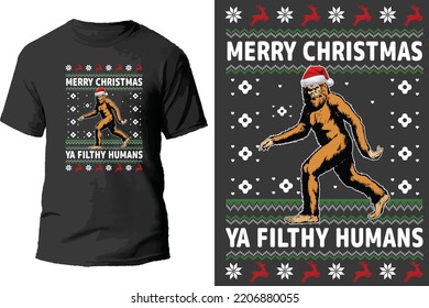 Merry christmas ya filthy humans t shirt design.