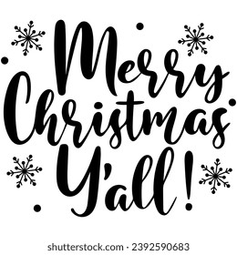 merry christmas yall black vector graphic design and cut file