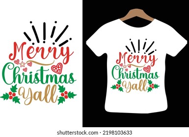 Merry Christmas Yall svg design vector files