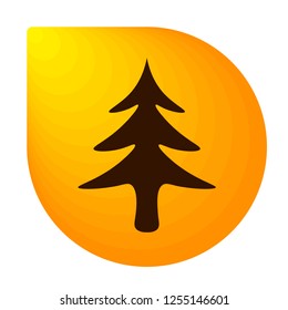 Merry Christmas yellow icon in the form of a drop. Winter icon in beautiful gradient design isolated on white background. New year sign vector illustration. Christmas tree, pine symbol.