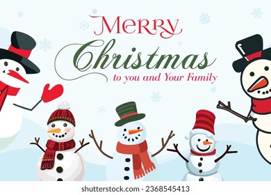 Merry Christmas to you and Your family, Greeting card, Background, Cover, Banner Snowman