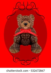 Merry Christmascard. Teddy bear.