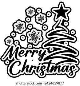 merry christmasgreeting black vector graphic design and cut file