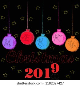 Merry Christmas.Holiday scene with Christmas ball and decoration.Happy Holiday.