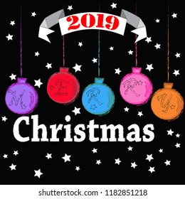 Merry Christmas.holiday scene with Christmas ball and decoration.Happy Holiday.