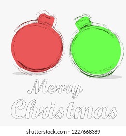 Merry Christmas.Holiday scene with Christmasballs and decoration.Happy Holidays.Winter.