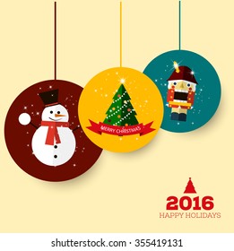 merry christmass background and happy new year, happy holidays. vector illustration