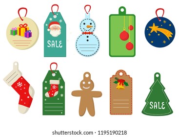 Merry Christmass tags. Colorfull vector set. 
