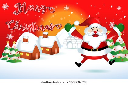 merry christmas.santa claus cute cartoon.for Christmas and New Year background.vector illustration
