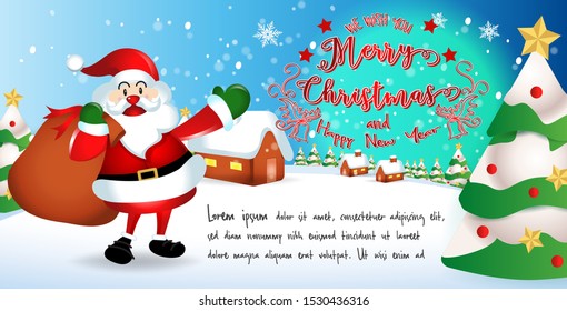 merry christmas.santa claus cute cartoon.for Christmas and New Year background.vector illustration