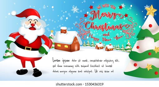 merry christmas.santa claus cute cartoon.for Christmas and New Year background.vector illustration