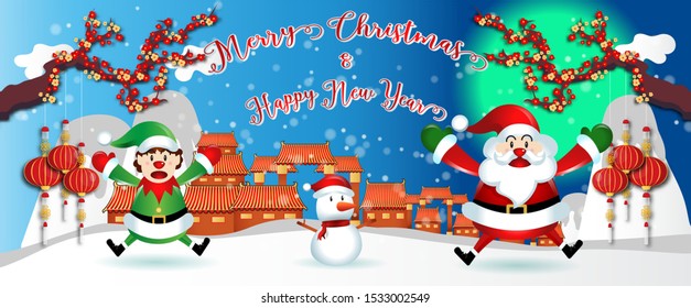 merry christmas.santa claus cute cartoon.for Christmas and New Year background.vector illustration