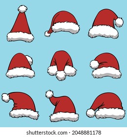 Merry Christmas.Santa clause hat set icon vector illustration