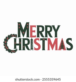 Merry christmas"typography with whtie background