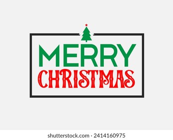 Merry Christmas.vector illustration, typography with christmas tree.