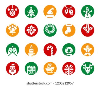 merry christmas,xmas icon set,inverse flat icon style