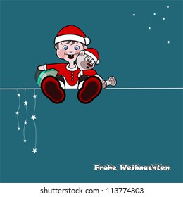 Merry Christms - Little boy with teddy