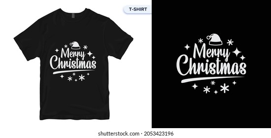 Merry Chritsmas T-Shirt Design. Vector print, typography, poster. Global swatches. Calligraphic and typographic design.