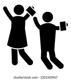 Merry classmates jumping in excitement