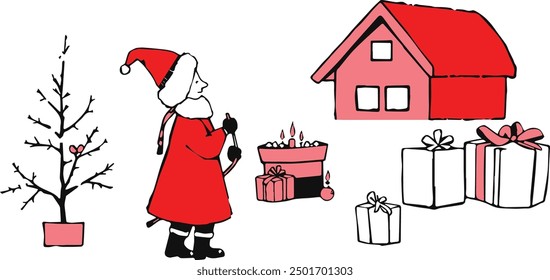 Merry Claus's Delightful Gift Abode A Charming Seasonal Artwork