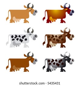 Merry cows. Vector with the gradient and the simple vector.