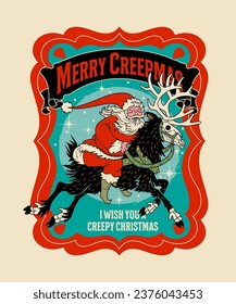 Merry Creepmas. Christmas Vector Illustration Style.