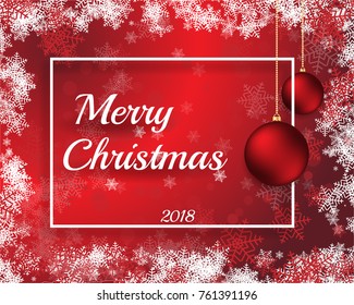 Merry Cristmas 2018 vector illustration with red bals heppy new year