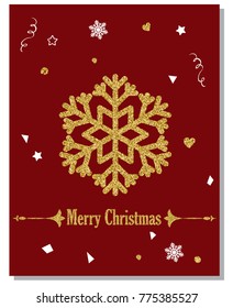 Merry Cristmas Greeting card with snowflake