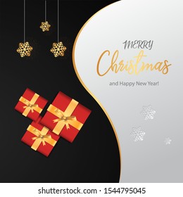 merry cristmas and happy new year 2020 elegant background with gold, snowflake vector illustrasion