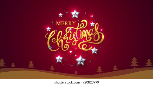 Merry Cristmas & Happy New Year 2018, Caligraphy, Type, Vector Illustration.