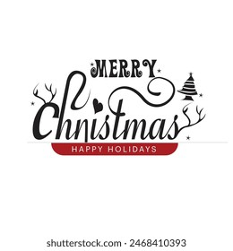merry cristmas lettering typography poster. Festive hand sketched vector format 