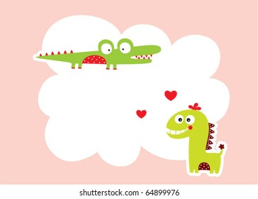 merry crocodile and dinosaur