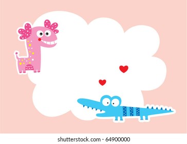 merry crocodile and dinosaur
