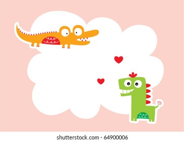 merry crocodile and dinosaur