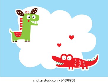 merry crocodile and horse