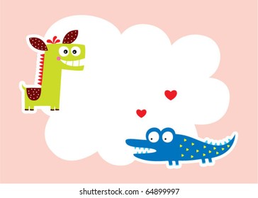 merry crocodile and horse