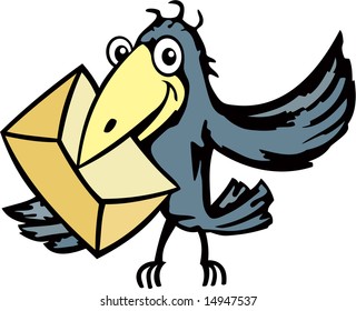 Merry crow with a letter. Vector