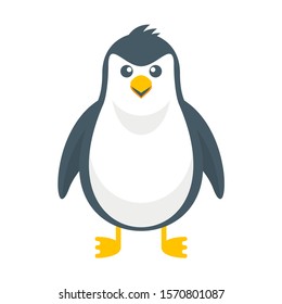 Merry cute penguin. Christmas character. Flat cartoon illustration isolated on white background.